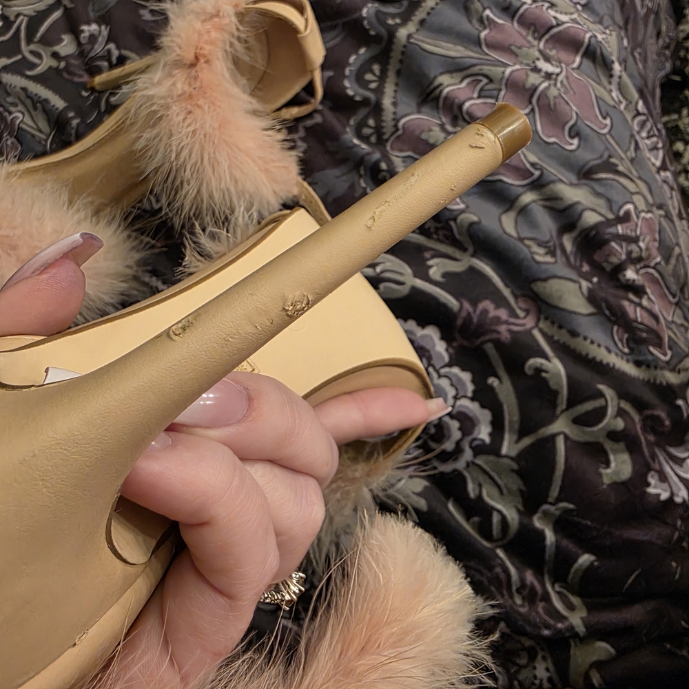 Pink Faux-Fur Ankle Strap High Heels - Picture 5 of 7